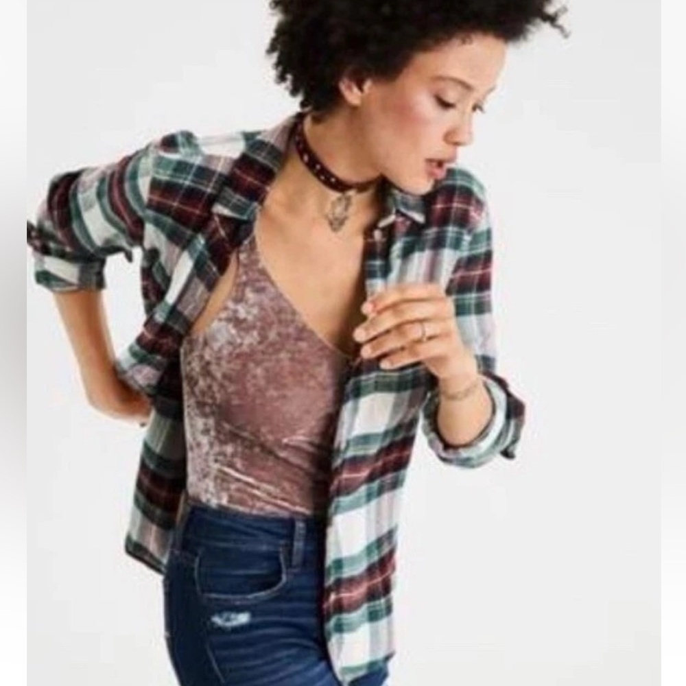 American Eagle Ahh-Mazingly Soft Plaid Flannel Bu… - image 2